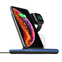 IOS Android 3in1 Wireless Charging Dock Type C Fast Breathing Light 15W Qi 3in1 Wireless Charger For Apple Iphone Airpods Iwatch